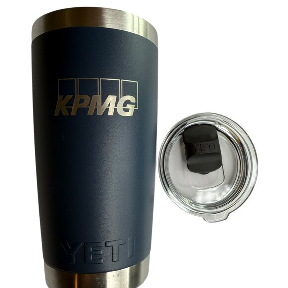 YETI Rambler Travel Tumbler Coffee Cup Stainless Steel Clear Plastic Lid.KPMG
